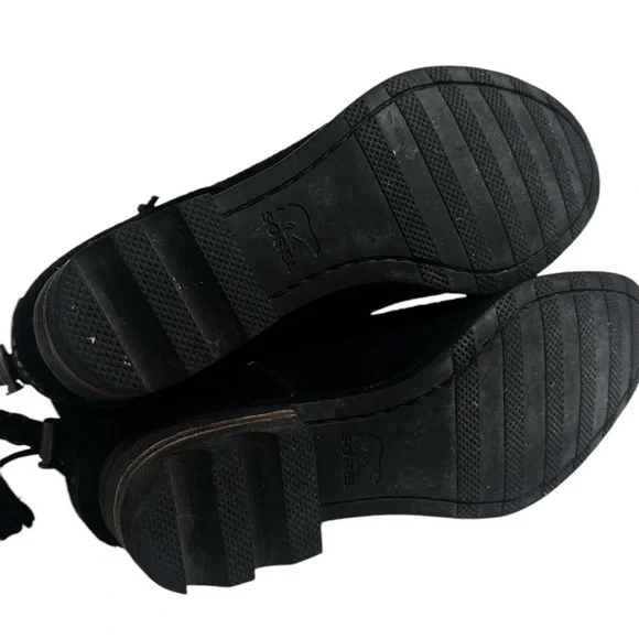 SOREL Farah Black Suede Ankle Boots Block Heel NL2682 Size 8.5 EUC - Picture 9 of 10